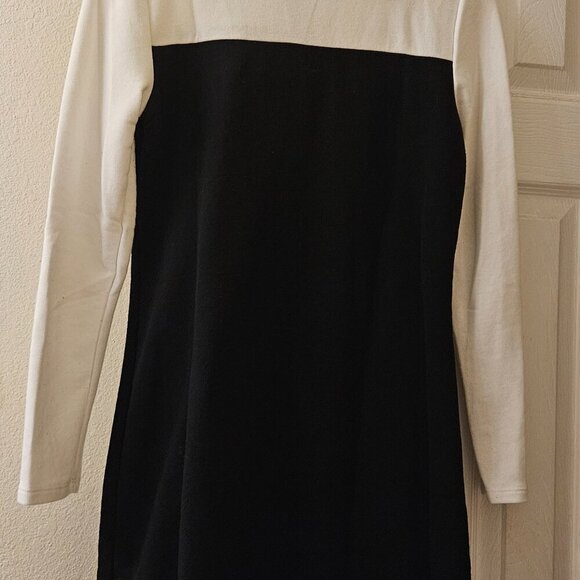 DKNY Chic Y2K Career black white long sleeve quarter zip colorblock dress M - Picture 7 of 9